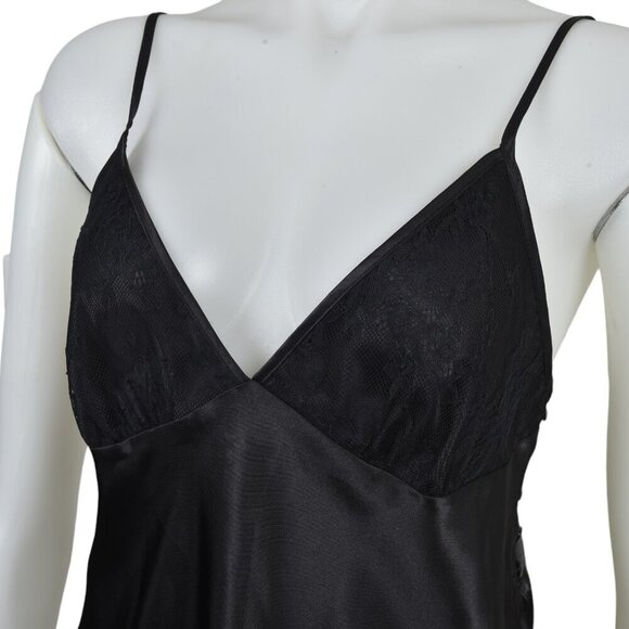 La Senza Slip Dress Nightgown Side Slits Lingerie Black Teddy Size Large - Picture 3 of 12